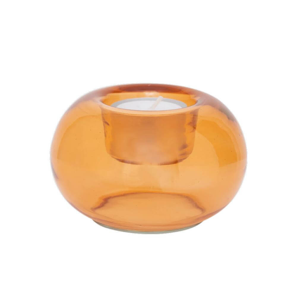 Urban Nature Culture Recycled Glass Tealight Holder Apricot Nectar